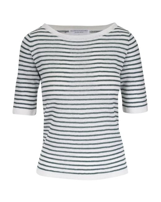 Majestic Filatures White T-Shirt Aus Leinen
