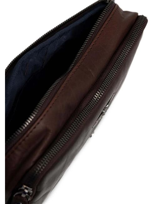 Aeronautica Militare Black Logo-Plaque Leather Belt Bag for men