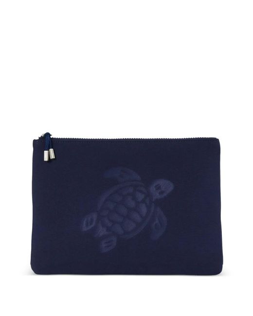 Vilebrequin Blue Pool Embossed-Turtle Clutch Bag