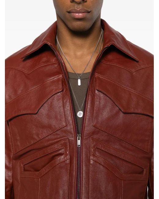 Second/Layer Red Leota Leather Jacket for men