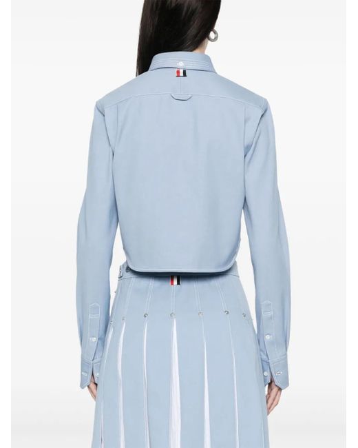 Thom Browne Blue Cropped Denim Shirt