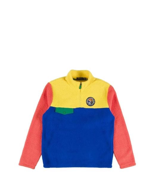 Polo Ralph Lauren Blue Colour-Block Logo Sweatshirt for men