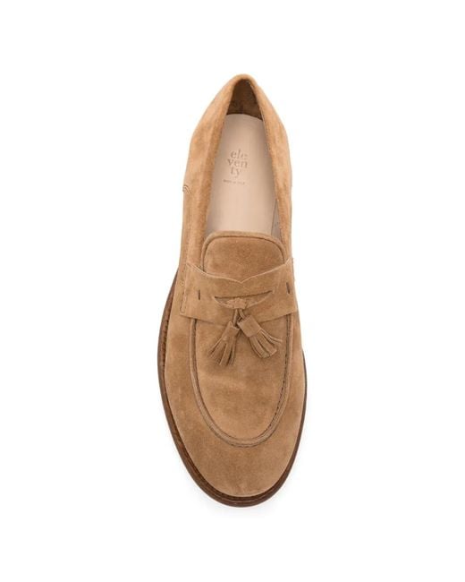 Eleventy Brown Tassel-Detail Suede Loafers for men