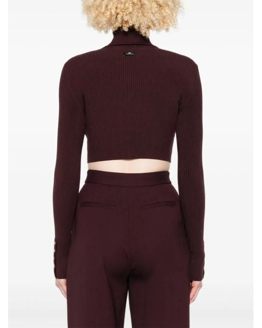 Elisabetta Franchi Purple Ribbed Crop Top