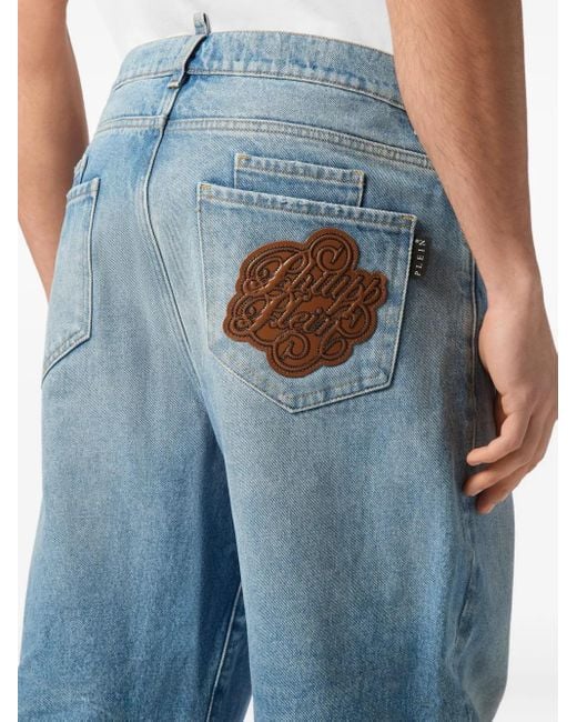 Philipp Plein Blue Logo-Patch Jeans for men