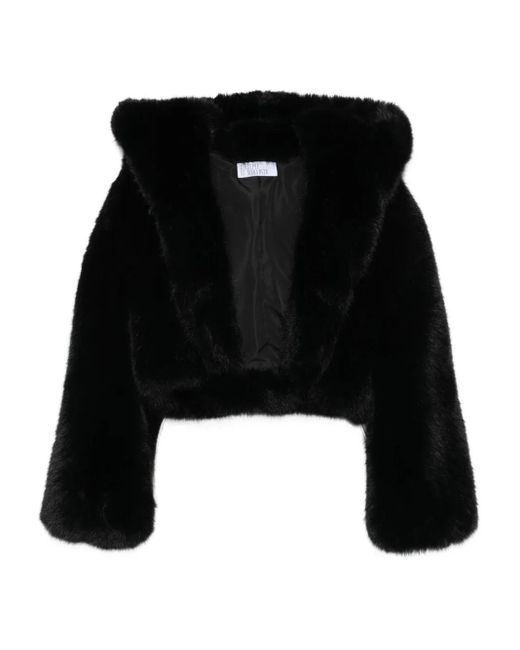 GIUSEPPE DI MORABITO Black Hooded Faux-Fur Jacket