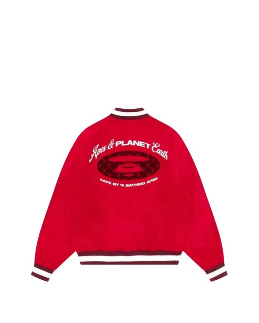 Aape By A Bathing Ape Embroidered Logo-Patch Varsity Jacket for men