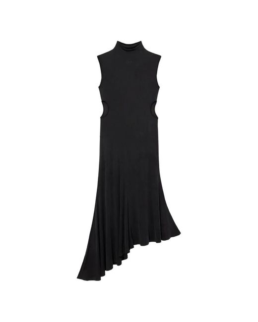 Off-White c/o Virgil Abloh Blue Cupro Rib Meteor Asymmetric Dress