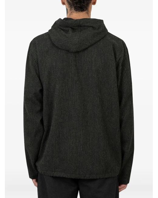Universal Works Black Hooded Stripe-Pattern Jacket for men