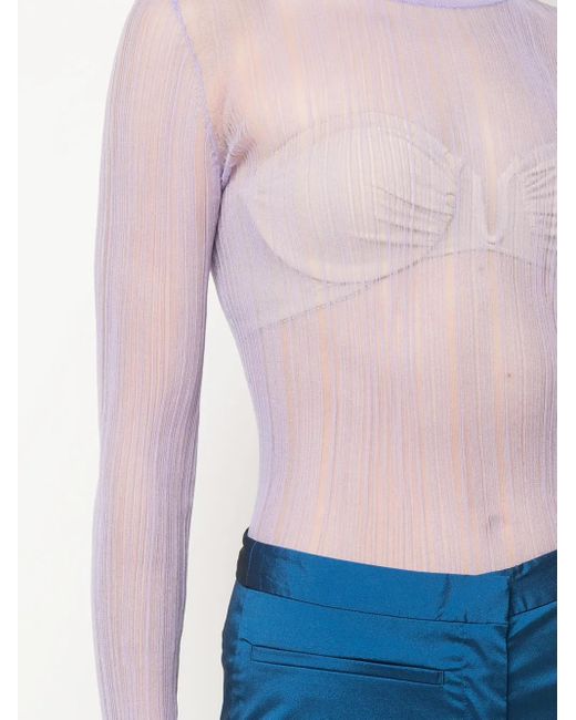 Opening Ceremony Purple Sheer Ribbed Top