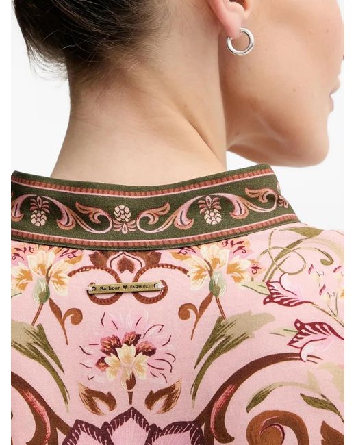 Barbour Pink X Farm Rio Alice Floral Puff-Sleeve Maxi Dress