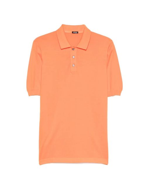 Kiton Orange Buttoned Polo Shirt for men