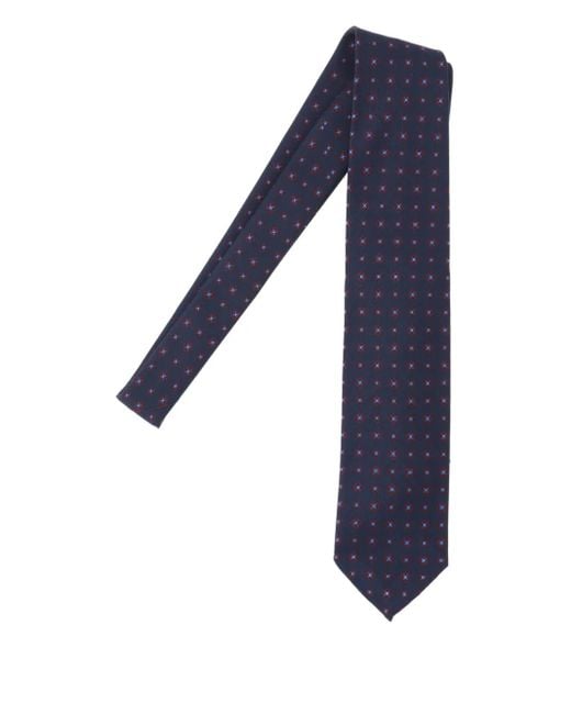 Cesare Attolini Blue Cravate À Imprimé Géométrique for men