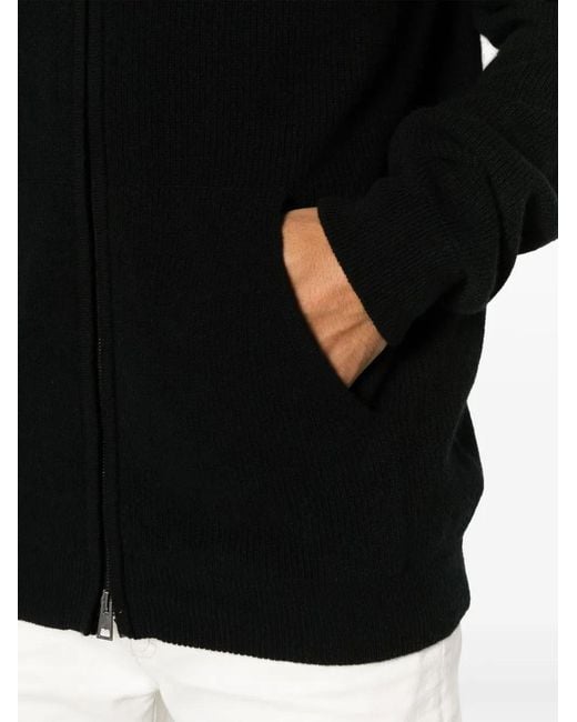 Roberto Collina Black Fine-Ribbed Bomber Jacket for men