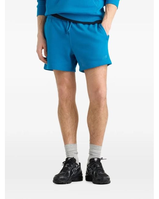 New Balance Blue Athletics French Terry Shorts 5" for men