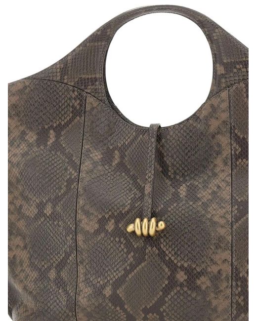 Gianni Chiarini Gray Infinity Python-Effect Leather Tote Bag