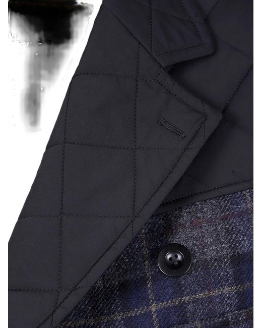 Junya Watanabe Blue Quilted Check Coat for men