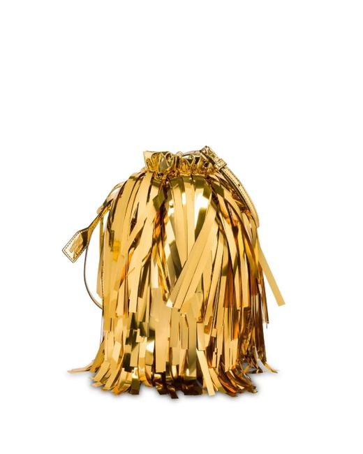 Borsa A Secchiello Con Frange di Moschino in Metallic