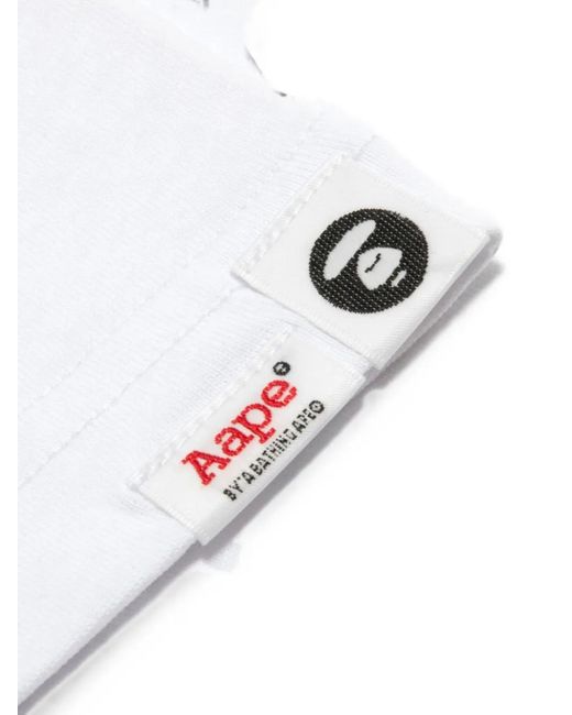 Aape By A Bathing Ape White Camouflage-Print Logo-Print T-Shirt for men