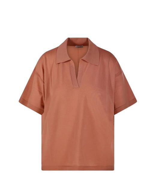 Roberto Collina Orange Fine-Knit V-Neck T-Shirt