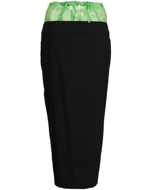 A.W.A.K.E. MODE Black Two-Tone Drawstring Midi Skirt