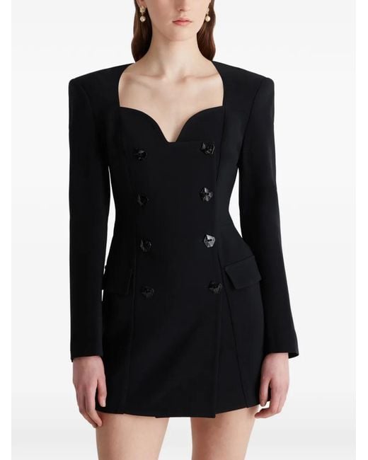 Violante Nessi Black Botero Double-Breasted Heart-Neckline Mini Dress
