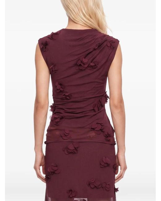 Jonathan Simkhai Purple Tessa Floral-Appliqué Draped Top