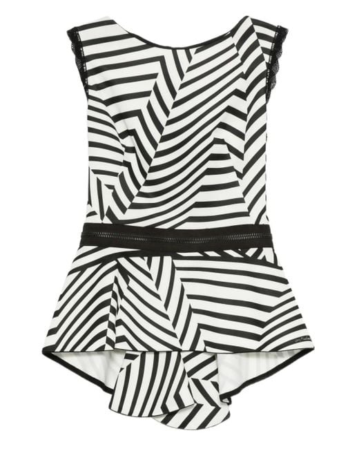 Gemy Maalouf ストライプ ラッフルトップ Black