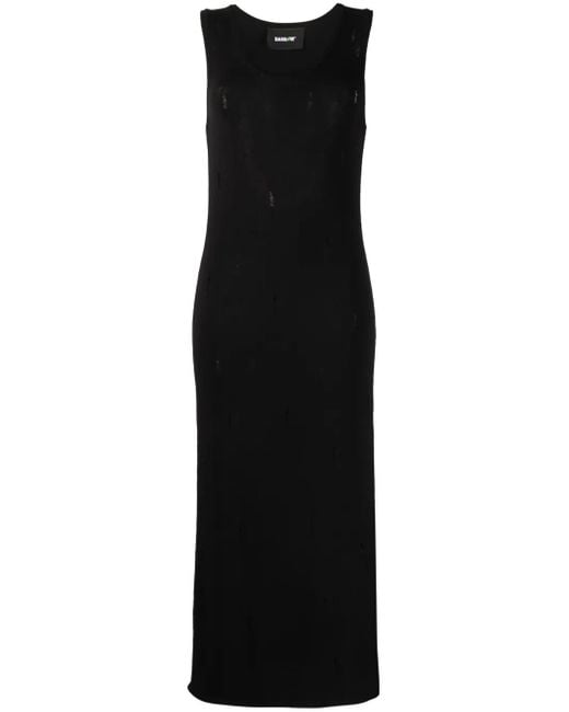 Barrow Black Distressed Knitted Maxi Dress