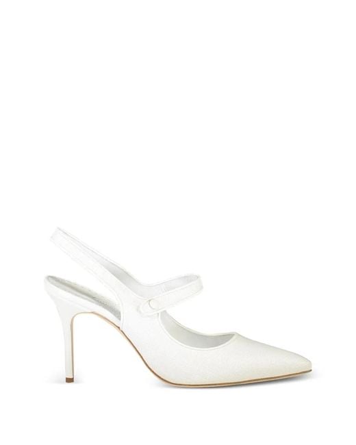 Manolo Blahnik White Campari Slingback Strap Pumps