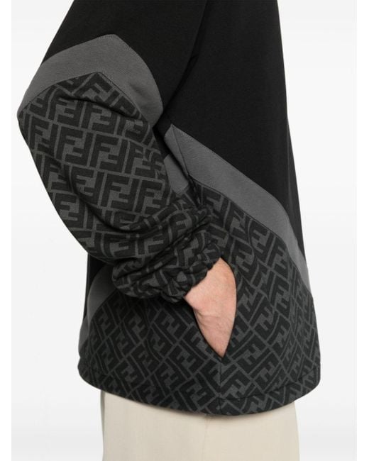 Fendi Black Ff-print Cotton Hoodie for men