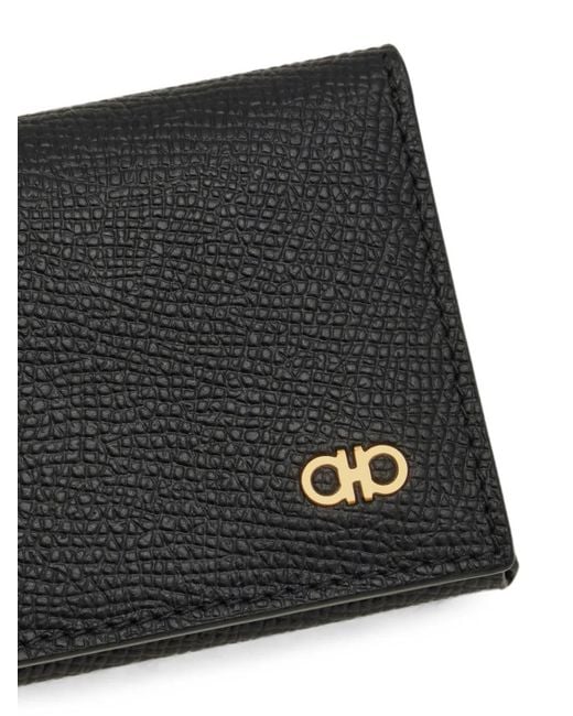 Ferragamo Black Micro Gancini Credit Card Holder for men