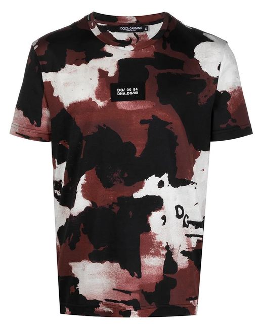 Dolce & Gabbana Black Camouflage Print Cotton T-Shirt for men