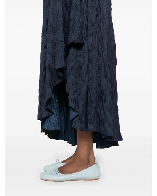 Maje Blue Plissé Midi Skirt