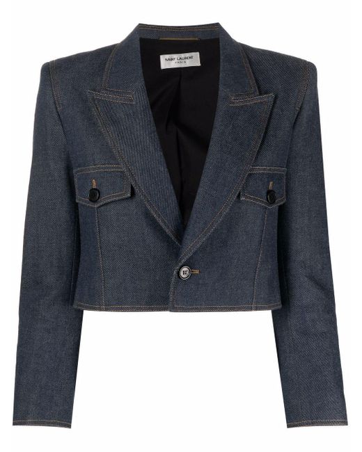 Saint Laurent Cropped Denim Jacket in 