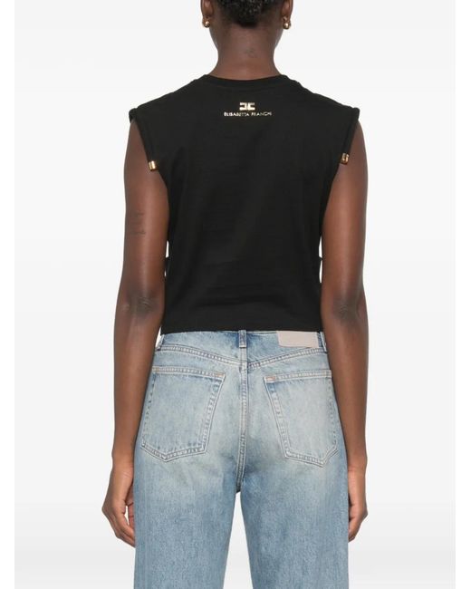 Elisabetta Franchi Black Knot-Detail Sleeveless T-Shirt