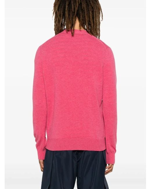 COMME DES GARÇONS PLAY Pink V-Neck Double Heart-Patch Cardigan