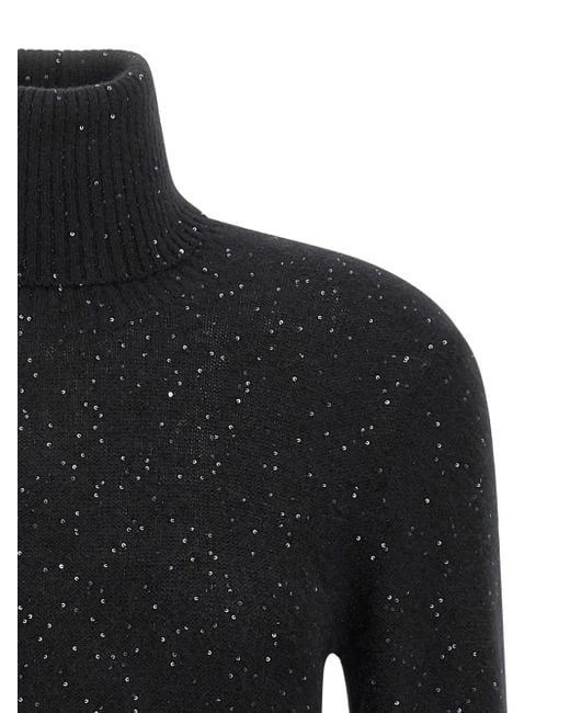 Fabiana Filippi Black Sequin Turtleneck Sweater