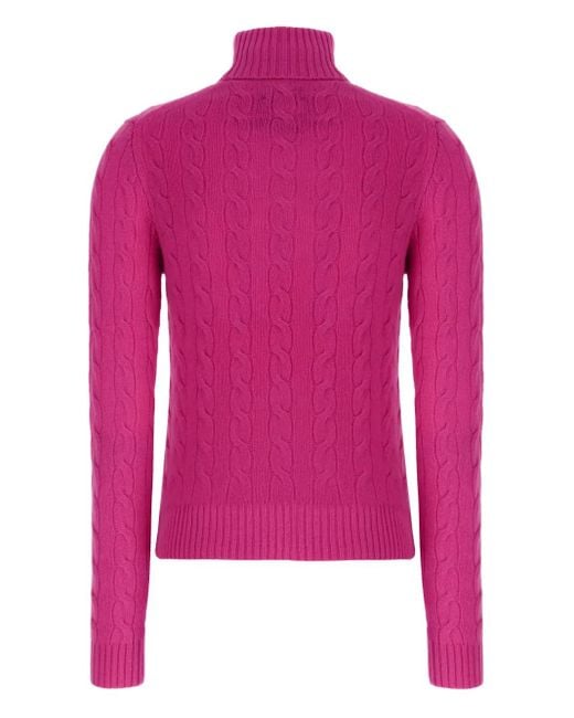 Polo Ralph Lauren Pink Polo Pony-Motif Cable-Knit Sweater