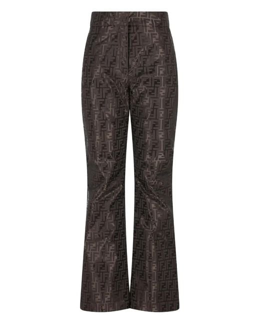 Fendi Gray Ff-Motif Ski Pants