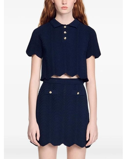 Sandro Gewelfde Mini-Rok in het Blue