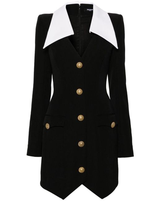 Balmain Black Button-embellished Mini Dress