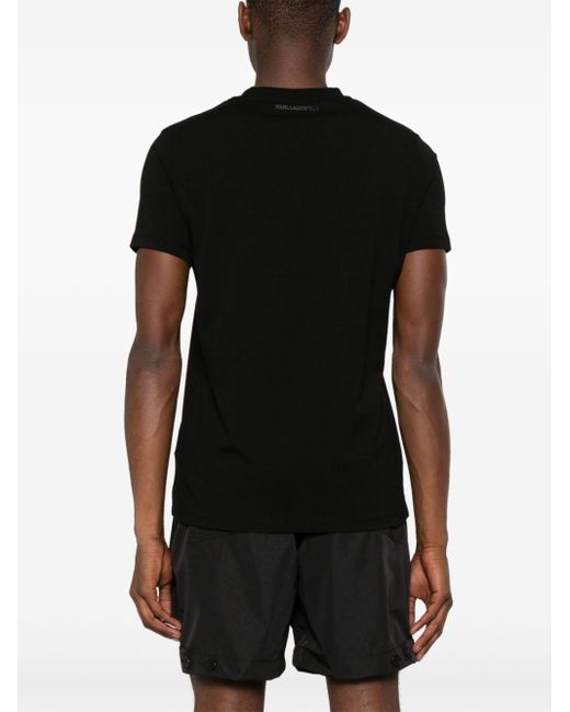 Karl Lagerfeld Black Embossed-logo Cotton T-shirt for men