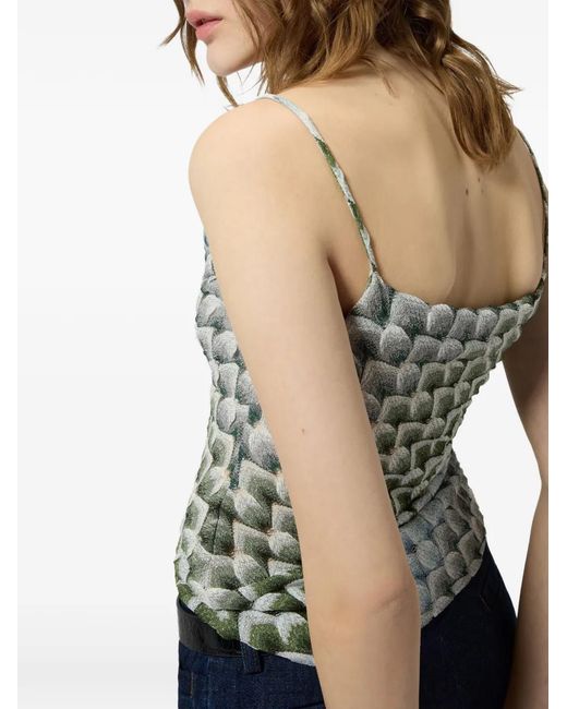 Missoni Green Geometric-Pattern Spaghetti-Strap Top