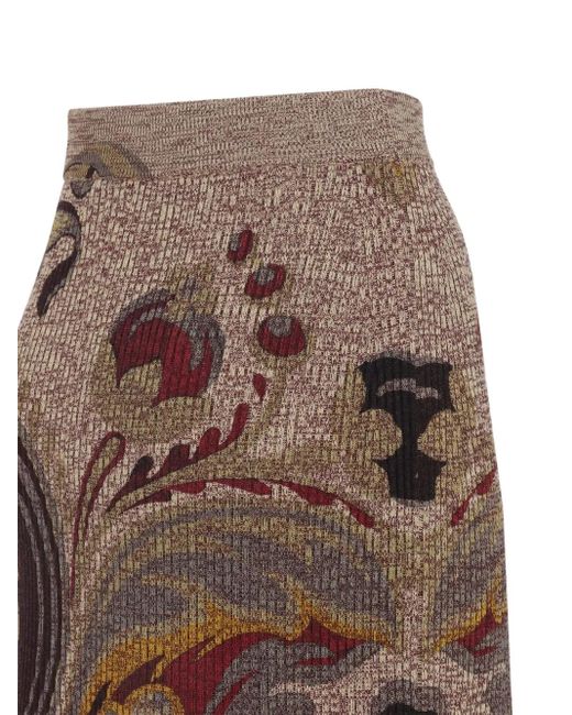 Etro Brown Paisley-Print Ribbed-Knit Skirt