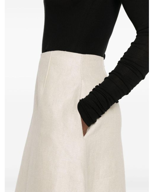 Theory Natural Circle Linen Midi Skirt