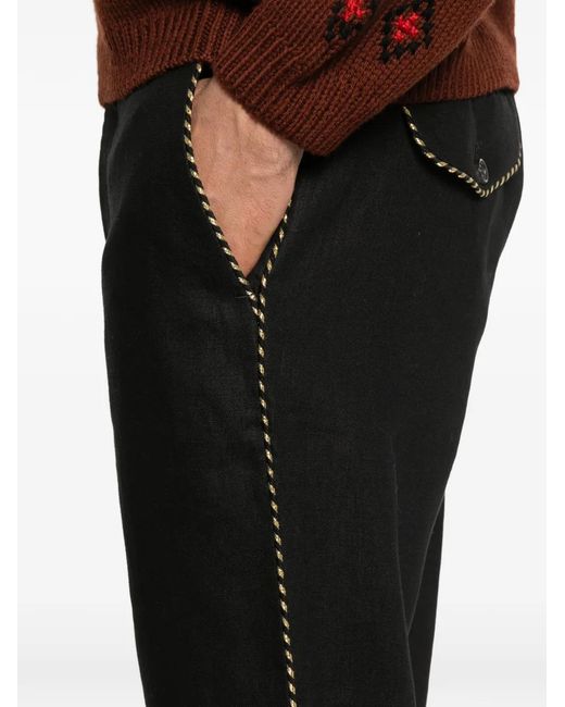 Bode Black Piping Trousers for men