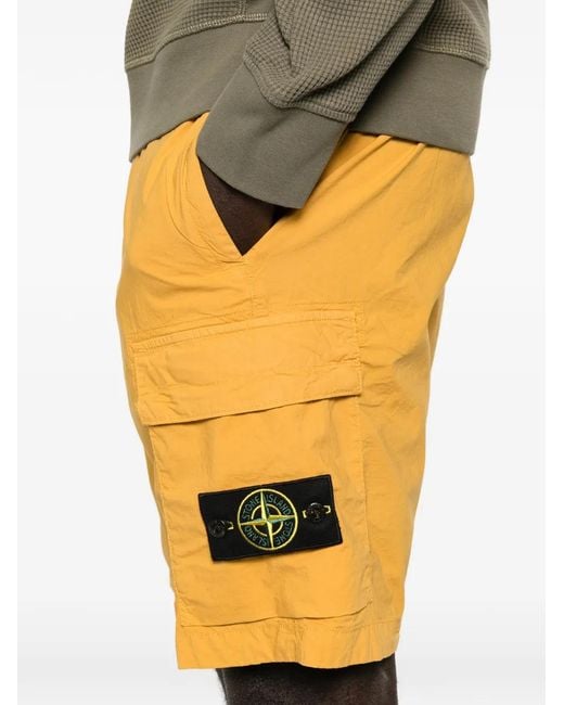 Stone Island Yellow Stretch Cotton Tela 'Paracadute' Shorts for men