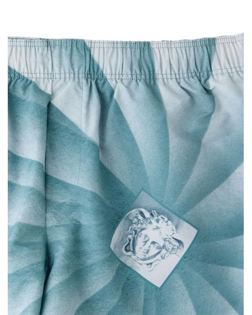 Versace Blue Printed Swim Shorts for men
