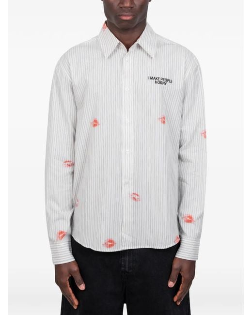 Carne Bollente White Business Sensual Striped-Print Shirt